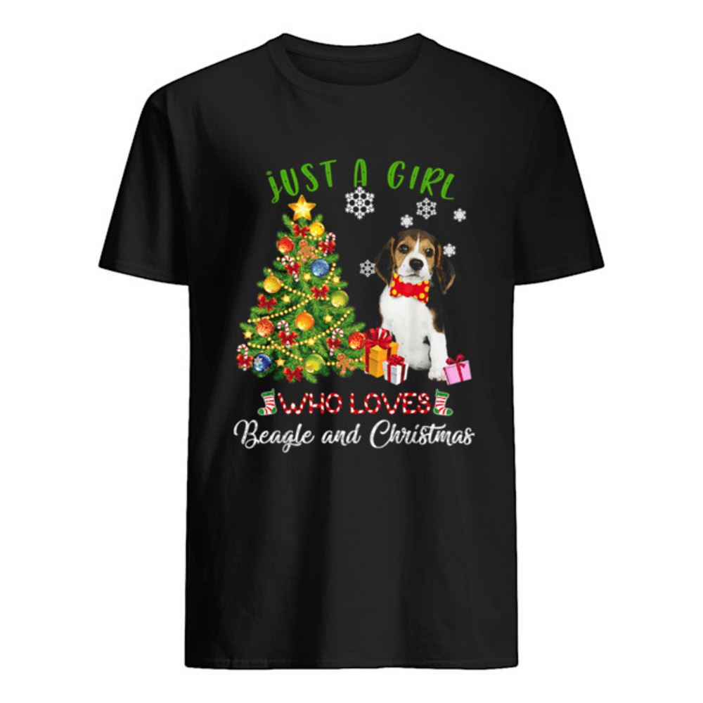 Just A Girl Who Loves Beagle And Christmas Xmas Gift Tshirt
